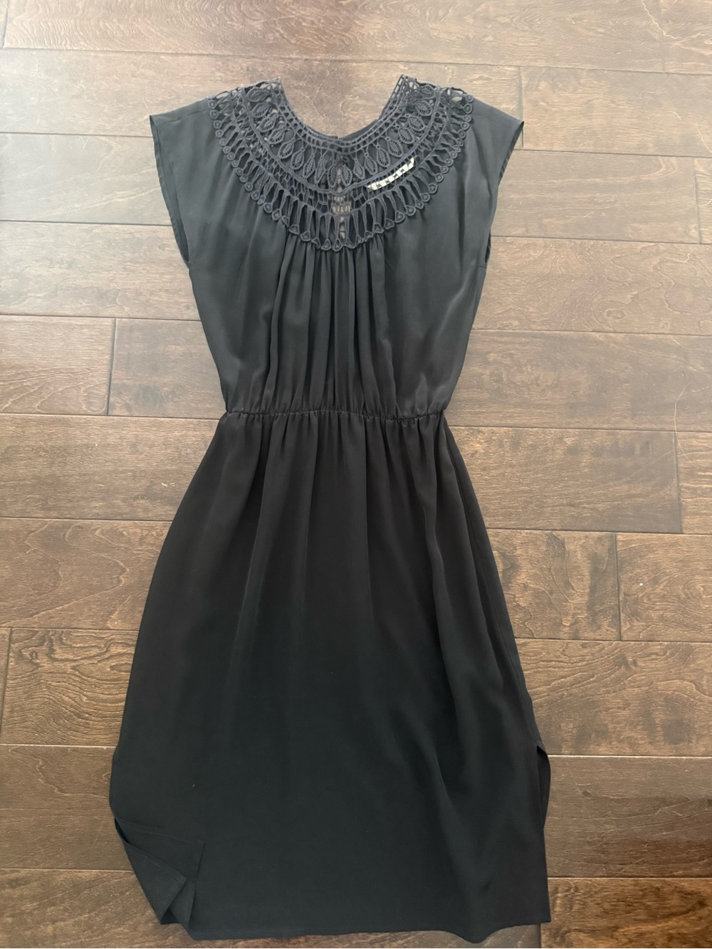 Twelfth Street by Cynthia Vincent Black Crochet-Yoke Midi Dress